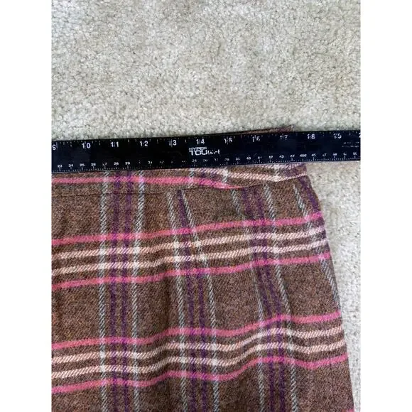 TALBOTS Skirt Size 14P Brown & Pink Striped Check Button Front $99 NWT C043 - Picture 8 of 9